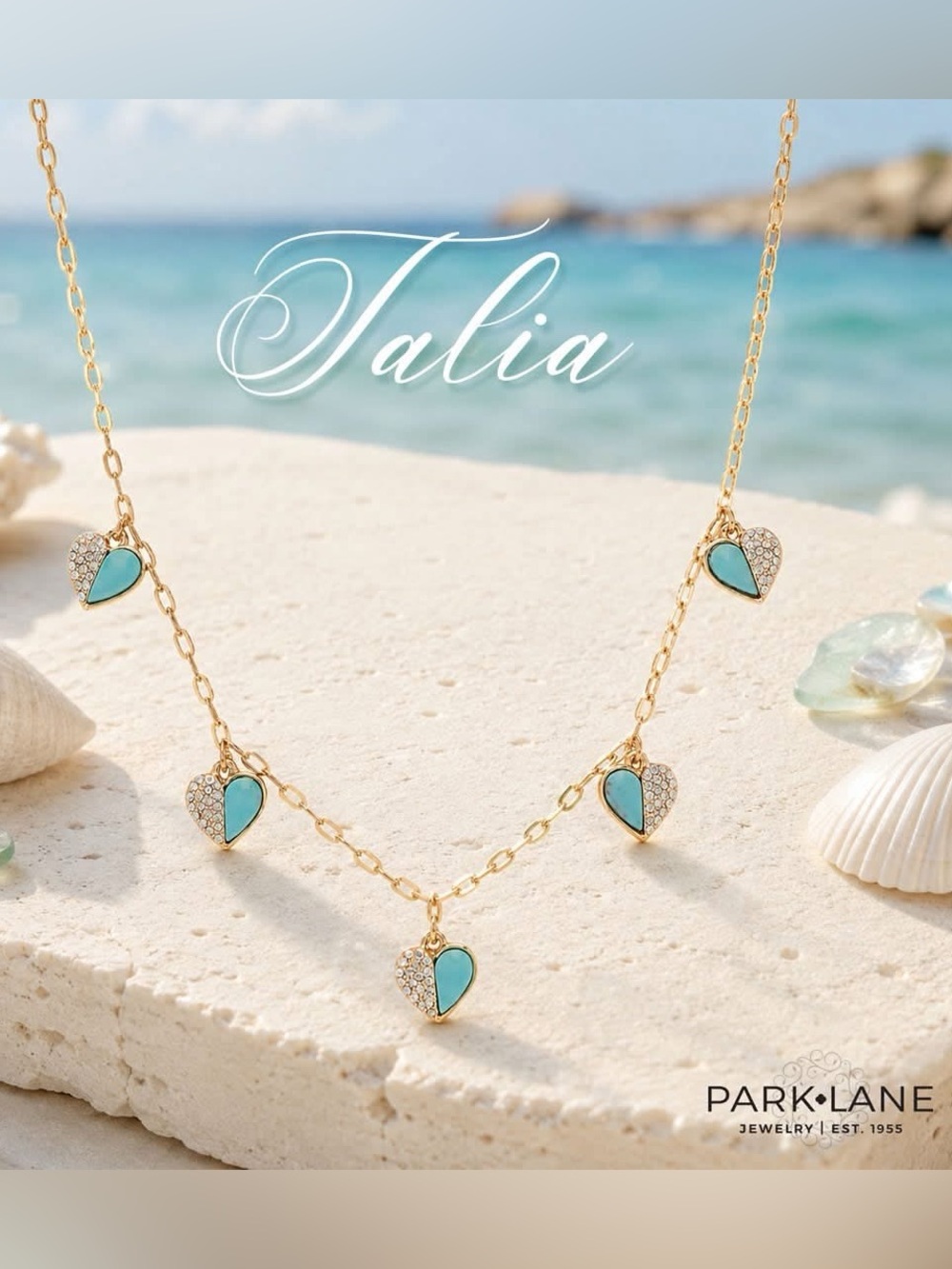 Park Lane TALIA Necklace with Genuine Turquoise Heart Cabochon Charms - Sold Out